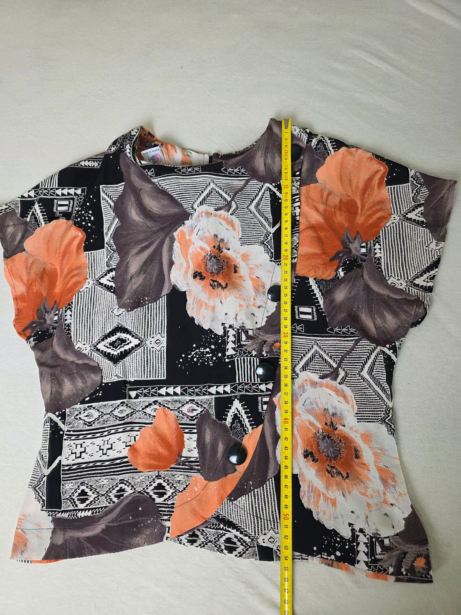 Blusa parisiense com motivos 🍒vintage dos anos 80 feita na França🍒tamanho 38 – photo 8
